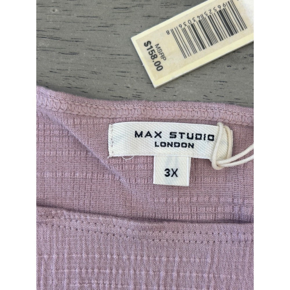 Max Studio London Women 3X Mauve Pink Slub Knit Balloon Sleeve Blouse NWT - Picture 4 of 8